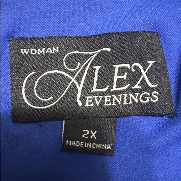 ALEX EVENINGS PLUS SIZE 2X BLUE CHIFFON RUFFLE TIERED ASYMMETRIC BLOUSE TOP - Picture 9 of 12